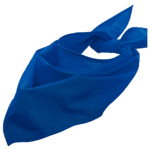 Foulard bleu personnalisé en tissu noué.
