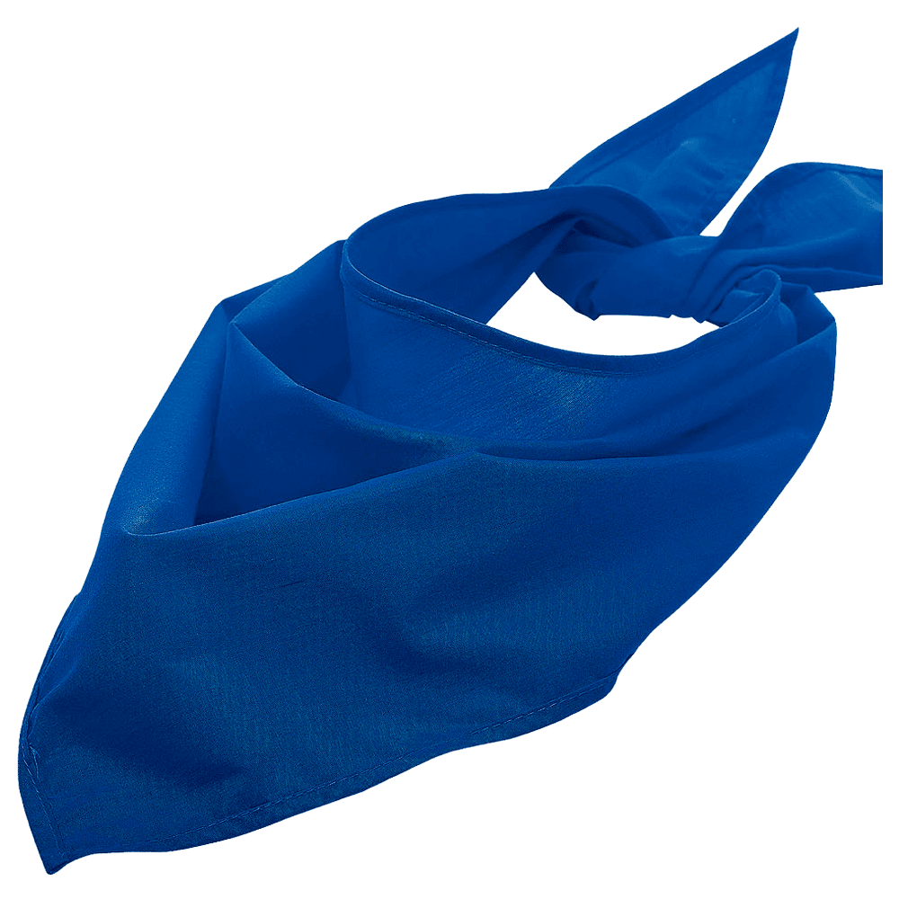 Foulard bleu personnalisé en tissu noué.