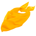 Foulard jaune personnalisé noué sur fond blanc