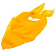 Foulard jaune personnalisé noué sur fond blanc