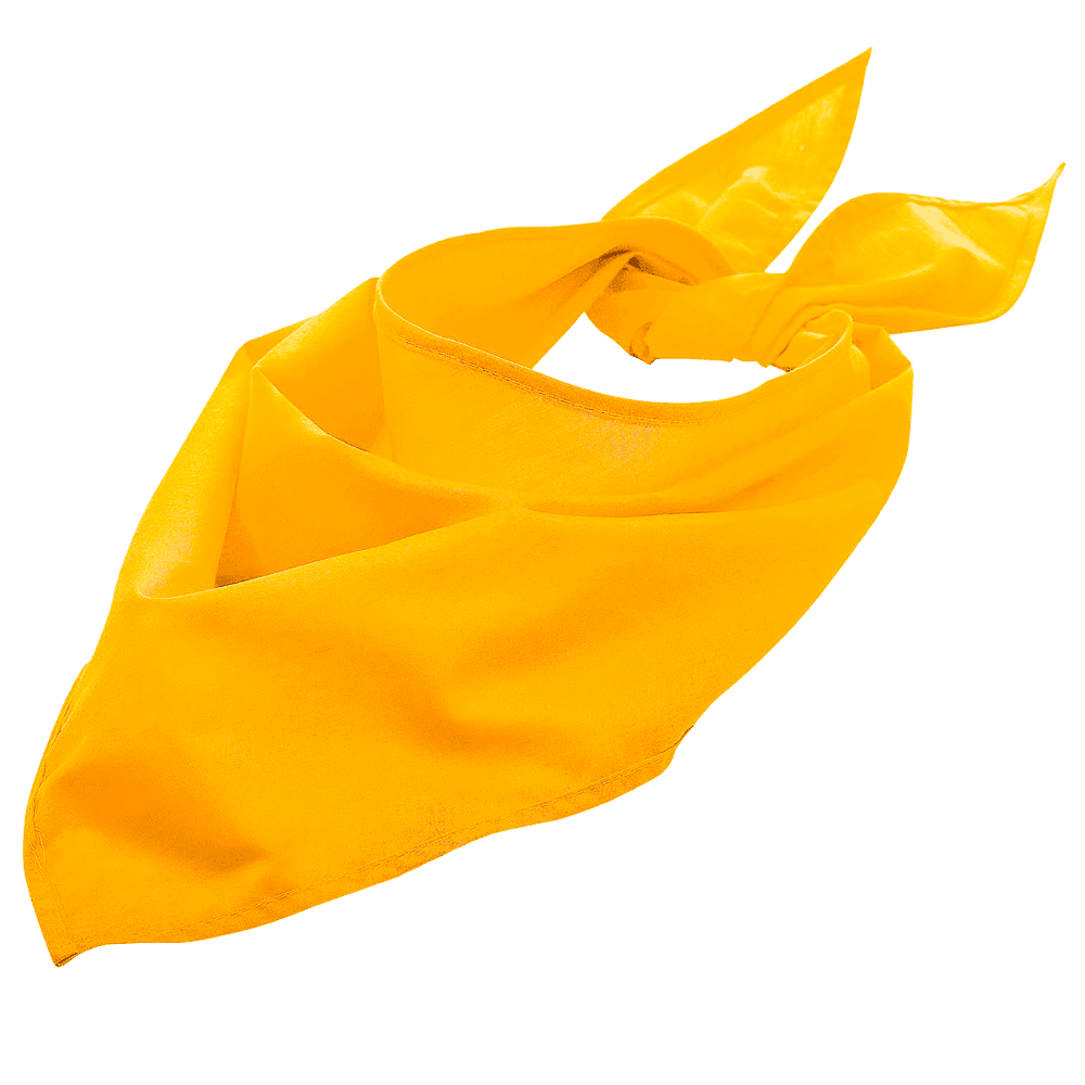 Foulard jaune personnalisé noué sur fond blanc