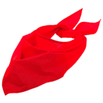 Foulard rouge personnalisé noué en triangle
