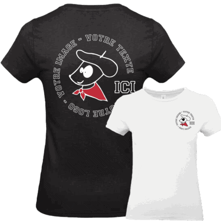 T-shirts noirs et blancs personnalisables avec logo cartoon.