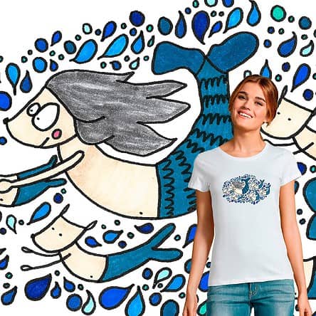 t-shirt femme la petite tribu sirène illustration par Abi