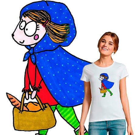 t-shirt femme la petite fille au panier garni illustration par Abi