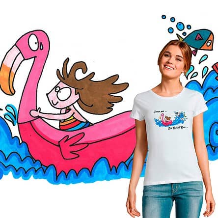 T-shirt Femme "j'peux pas j'ai flamant rose" illustration par Abi
