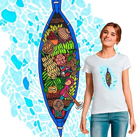 t-shirt femme la barque à fruit illustration par Abi