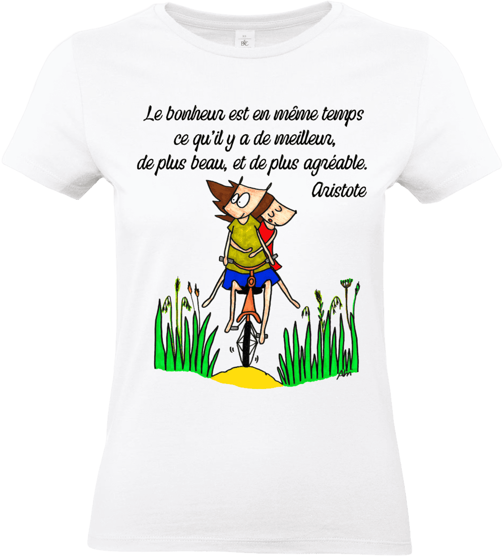T shirt blanc citation bonheur illustration Abi Illustration
