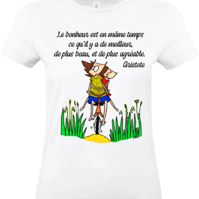 T shirt blanc citation bonheur illustration Abi Illustration