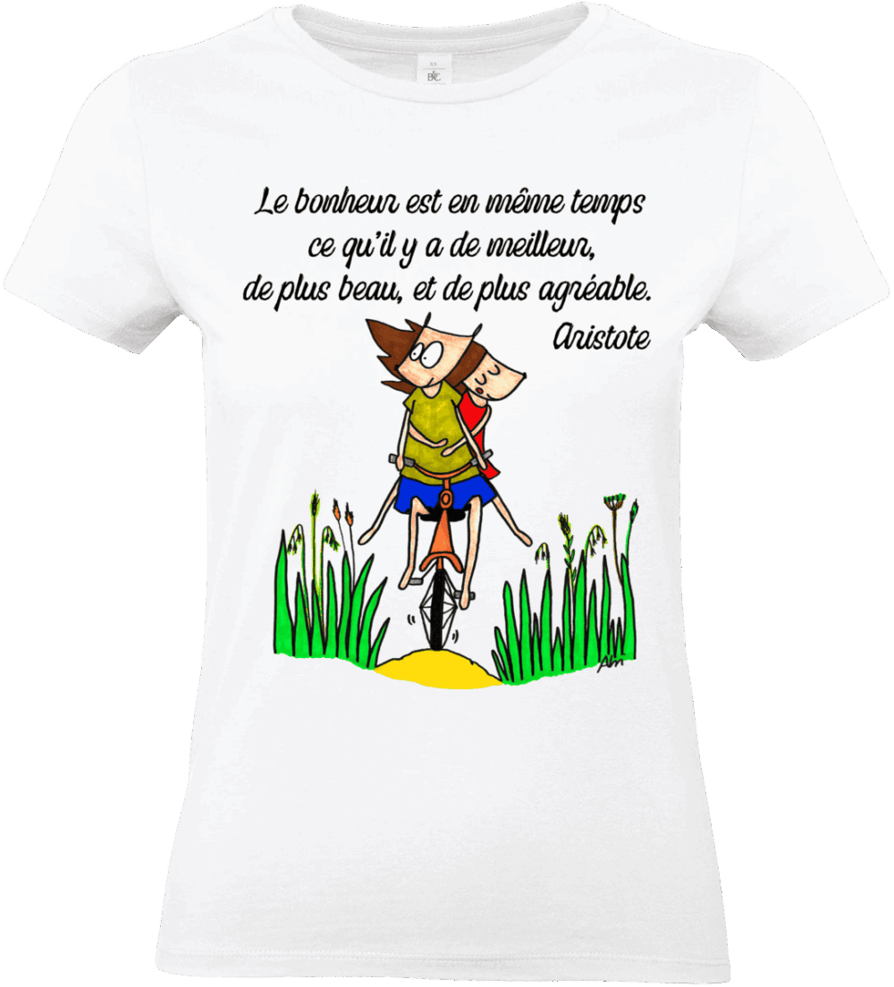 T shirt blanc citation bonheur illustration Abi Illustration