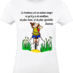 t shirt femme a bicyclette | abi illustration T shirt blanc citation bonheur illustration Abi Illustration