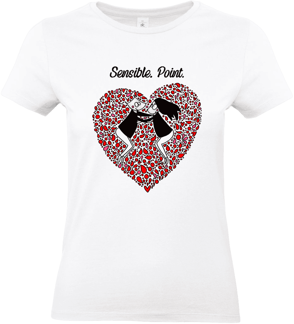 T shirt femme blanc illustration Abi Illustration sensible point cœur émotion