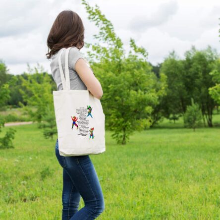 un sac tote bag élégant, pratique et écologique, 100% coton, illustré d'un célèbre poème de Niki de Saint Phalle, arborer des incontournables nanas revisitées par notre artiste Abi.