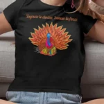 T-shirt femme noir humoristique illustration dindon coloré avec citation Toujours le dindon jamais la farce vêtement original décalé cadeau drôle coton confortable impression haute qualité