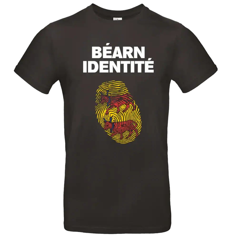 T shirt Béarn Identité noir avec empreinte ADN béarnaise imprimée