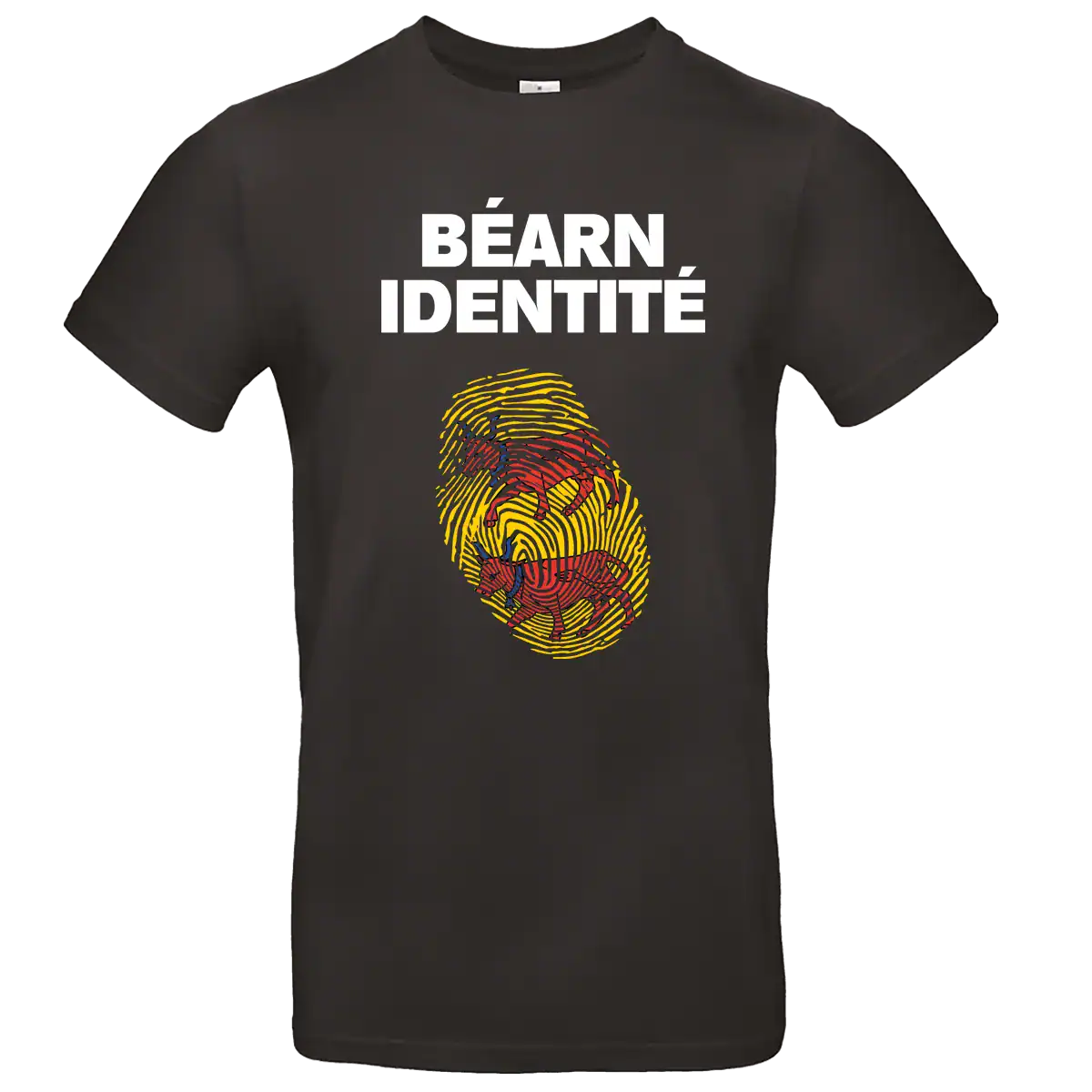 T shirt Béarn Identité noir avec empreinte ADN béarnaise imprimée