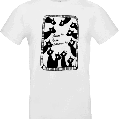 T-shirt blanc Abi Illustration avec les Pilous et le texte Boum Bada Boum