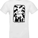 T-shirt blanc Abi Illustration avec les chats et le texte Boum Bada Boum