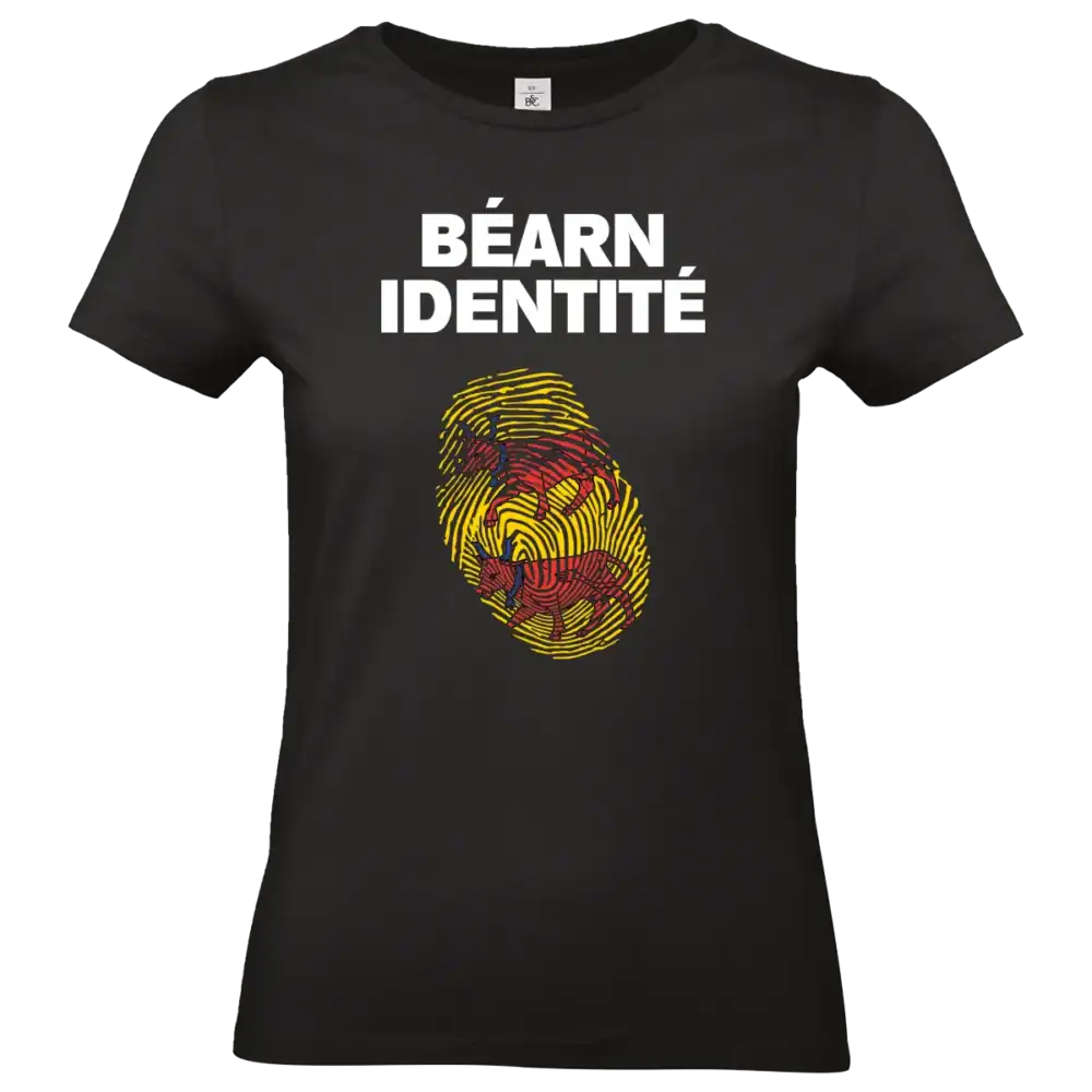 T shirt FEMME Béarn Identité noir avec empreinte ADN béarnaise imprimée