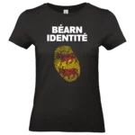 T shirt FEMME Béarn Identité noir avec empreinte ADN béarnaise imprimée