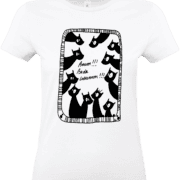 T-shirt blanc avec LOUPS noirs stylisés.