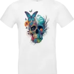 t shirt skull papillon – crâne sauvage & couleurs hybridées
