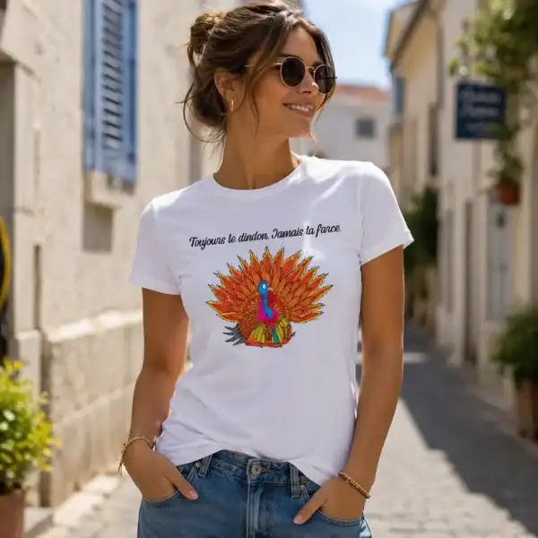 t shirt « toujours le dindon. jamais la farce. » – illustration abi illustration 🦃🔥