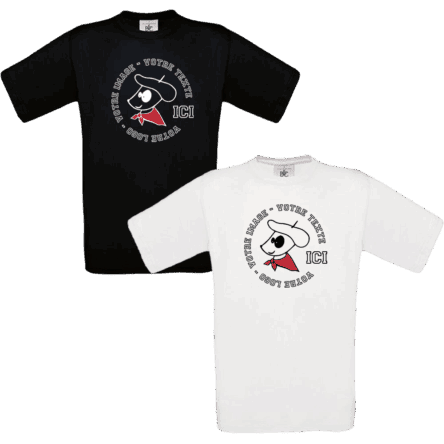 T-shirts personnalisables noir et blanc avec motif.