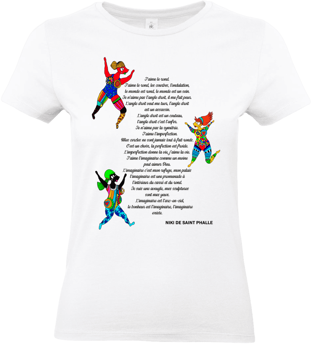T-shirt femme blanc art libre et imaginaire par Abi Illustration impression DTF