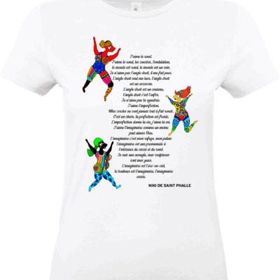 T-shirt femme blanc art libre et imaginaire par Abi Illustration impression DTF