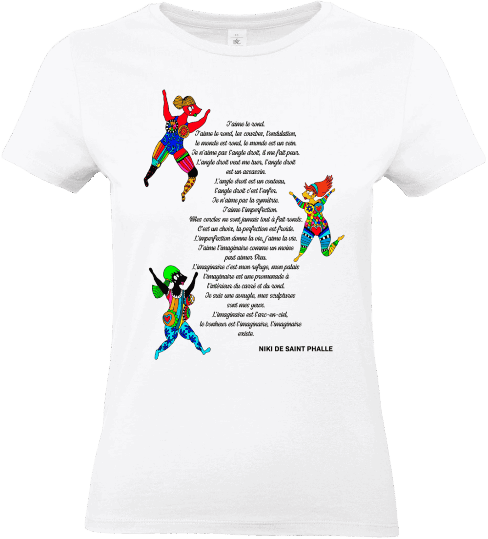 T-shirt femme blanc art libre et imaginaire par Abi Illustration impression DTF