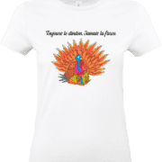 T shirt blanc et noir toujours le dindon jamais la farce illustration Abi Illustration