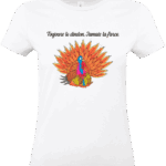 T shirt blanc et noir toujours le dindon jamais la farce illustration Abi Illustration