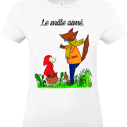 T shirt blanc le mâle aimé illustration loup chaperon rouge Abi Illustration