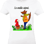 T shirt blanc le mâle aimé illustration loup chaperon rouge Abi Illustration
