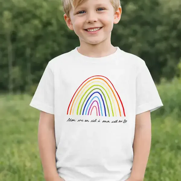 t shirt enfant – mon arc en ciel à moi c’est toi 🌈💛 | illustration abi illustration