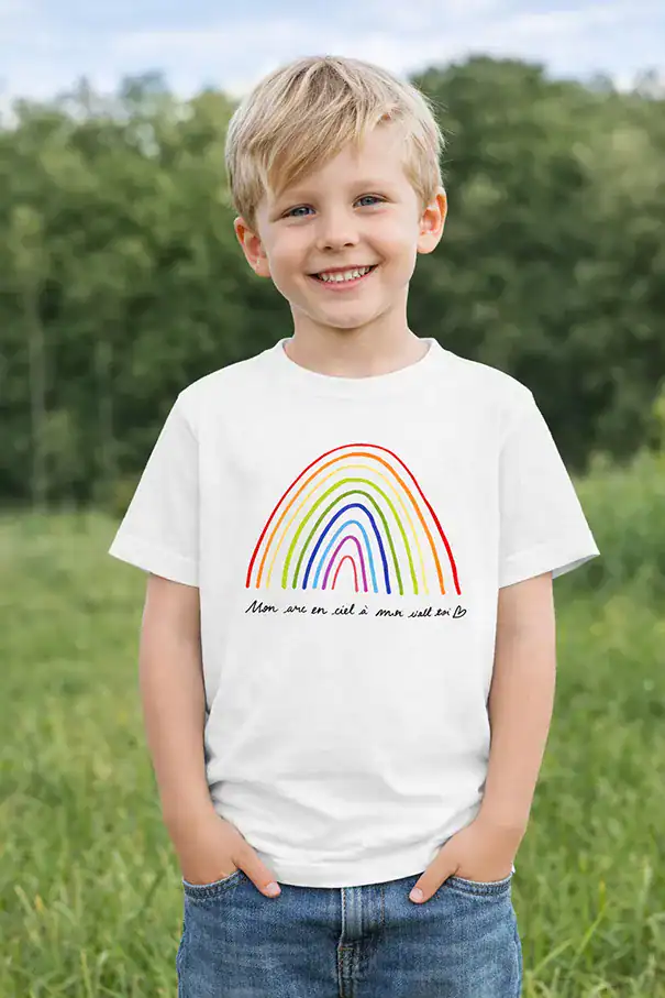 t shirt enfant – mon arc en ciel à moi c’est toi 🌈💛 | illustration abi illustration