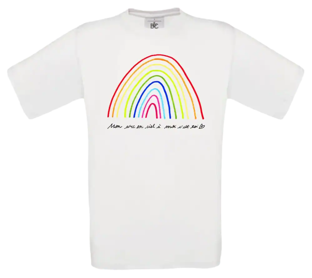 t shirt enfant blanc arc en ciel illustration Abi Illustration impression premium pilou shop 64