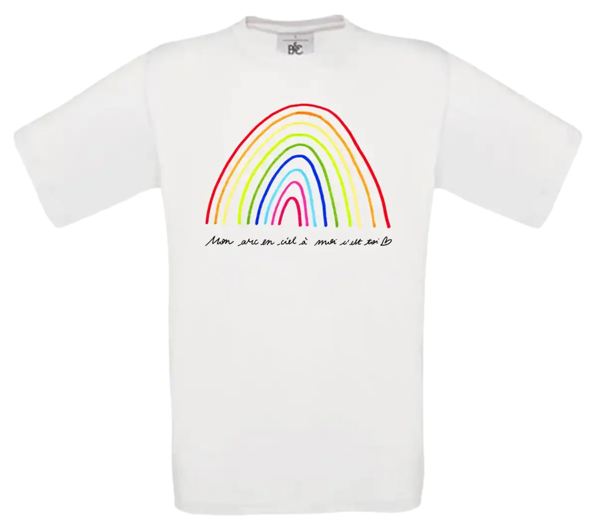 t shirt enfant blanc arc en ciel illustration Abi Illustration impression premium pilou shop 64