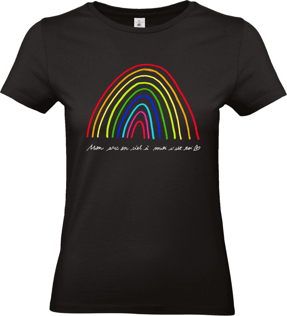 T-shirt noir arc-en-ciel "Mon arc-en-ciel c'est toi".
