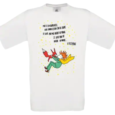 t shirt enfant blanc petit prince renard illustration Abi Illustration impression premium pilou shop 64