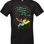 T-shirt NOIR avec illustration Abi du Petit Prince portant le renard, impression DTF Ultra Premium Pilou Shop 64