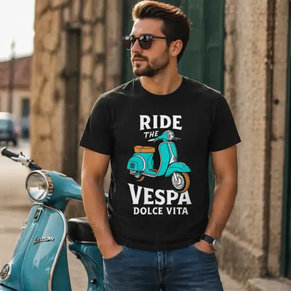 t shirt vespa dolce vita vintage – style rétro & liberté