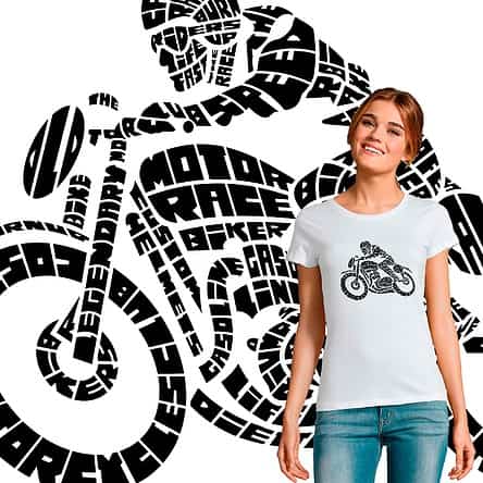 T-shirt femme motarde Cafe Racer calligrame