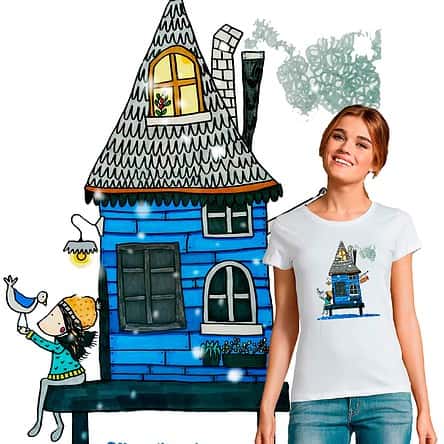 tee-shirt femme la maison bleue illustration Abi