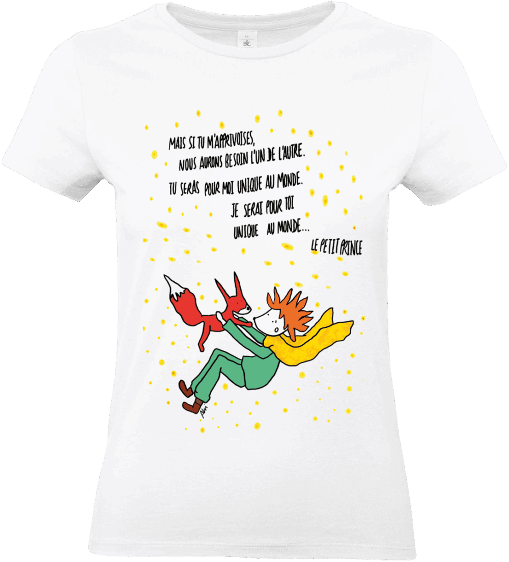 T-shirt imprimé du Petit Prince et renard.