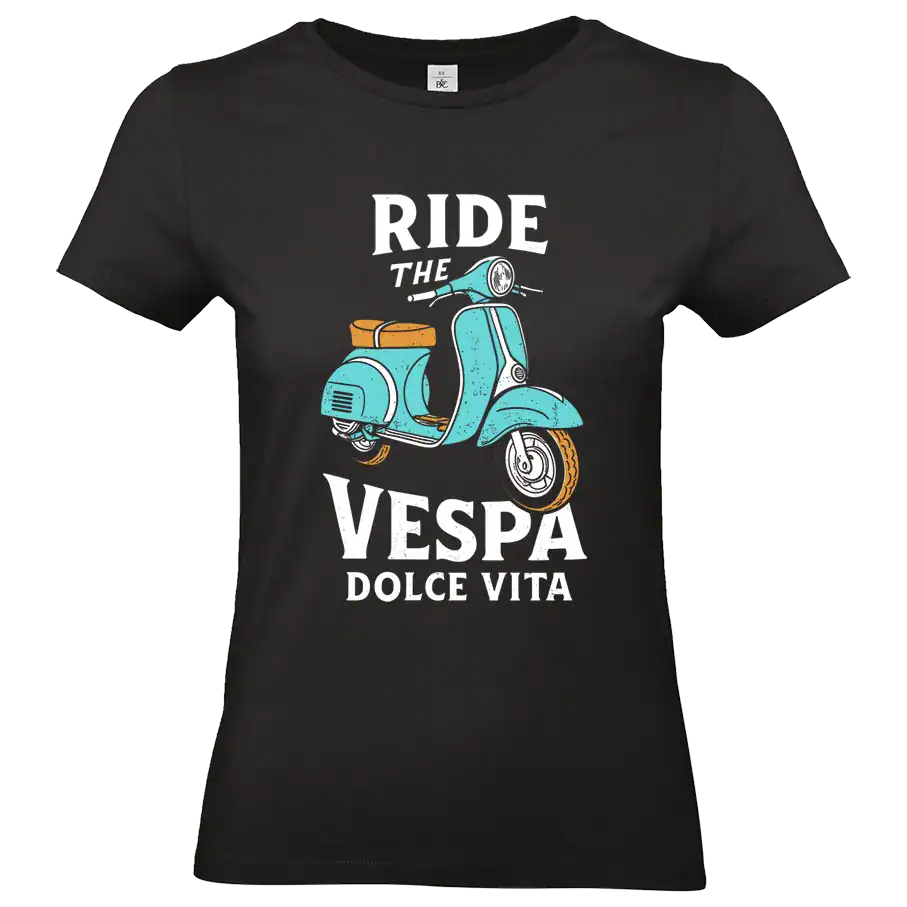 t shirt femme ride the vespa dolce vita vintage