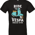 t shirt homme ride the vespa dolce vita vintage