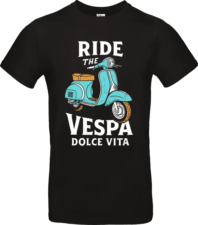 t shirt homme ride the vespa dolce vita vintage