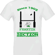 Pilou Shop 64 – T-shirt blanc Fanatik Section Paloise Since 1902 avec visuel rugby, poteaux, béret et béarnais drapeau vert